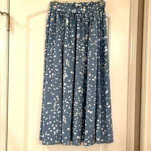 Flowy blue polka dot skirt